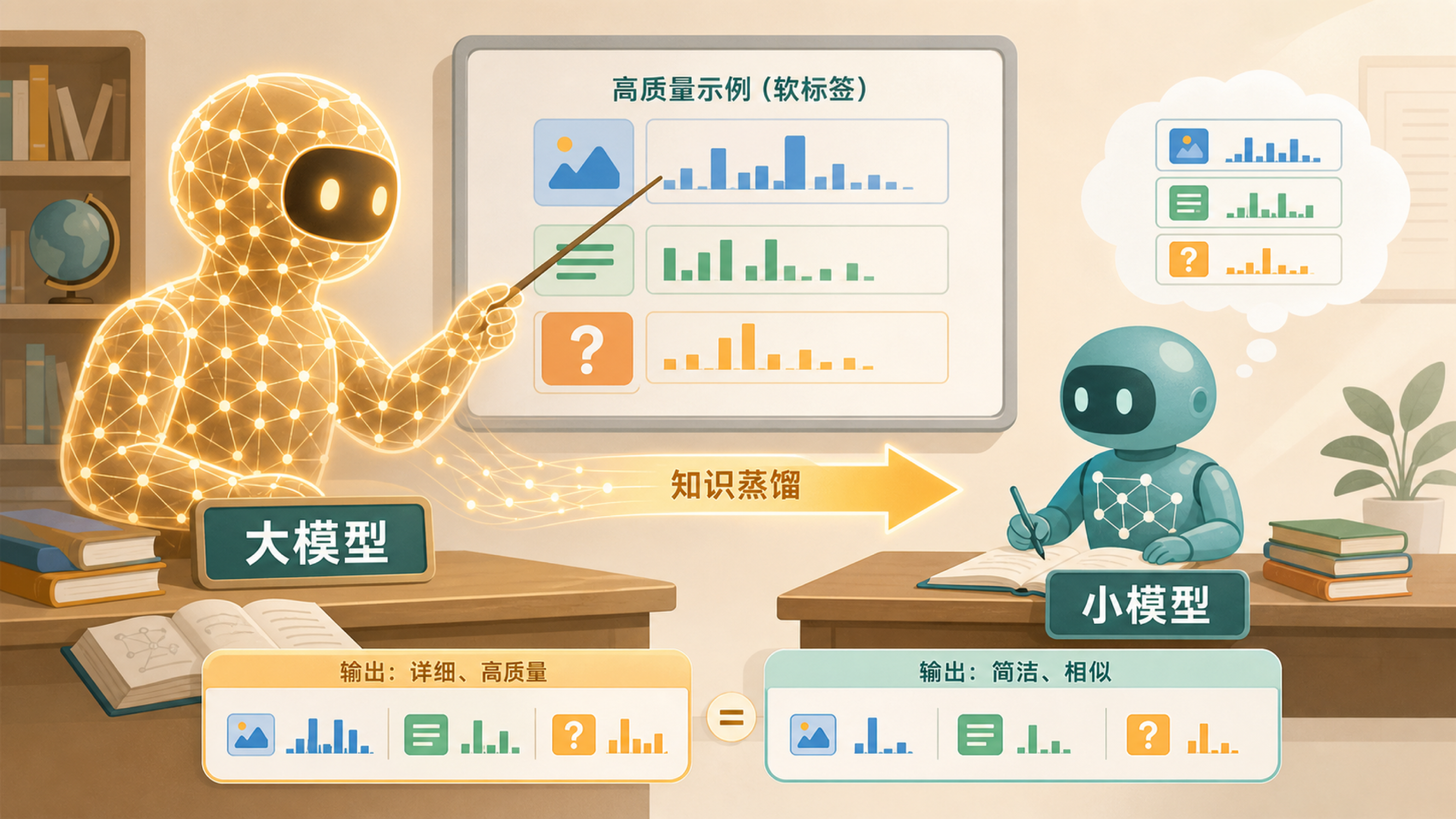 大模型像老师一样把示范答案传递给小模型学习